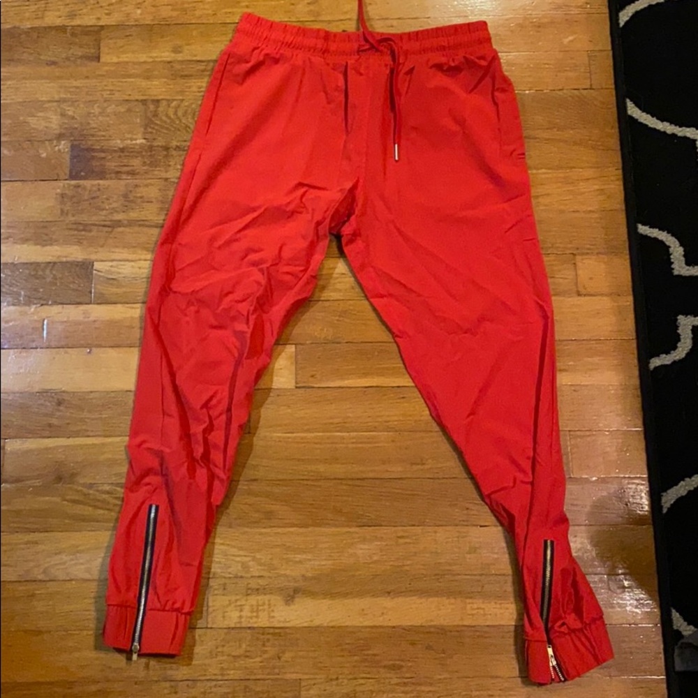 Zyia red everywhere zipper joggers